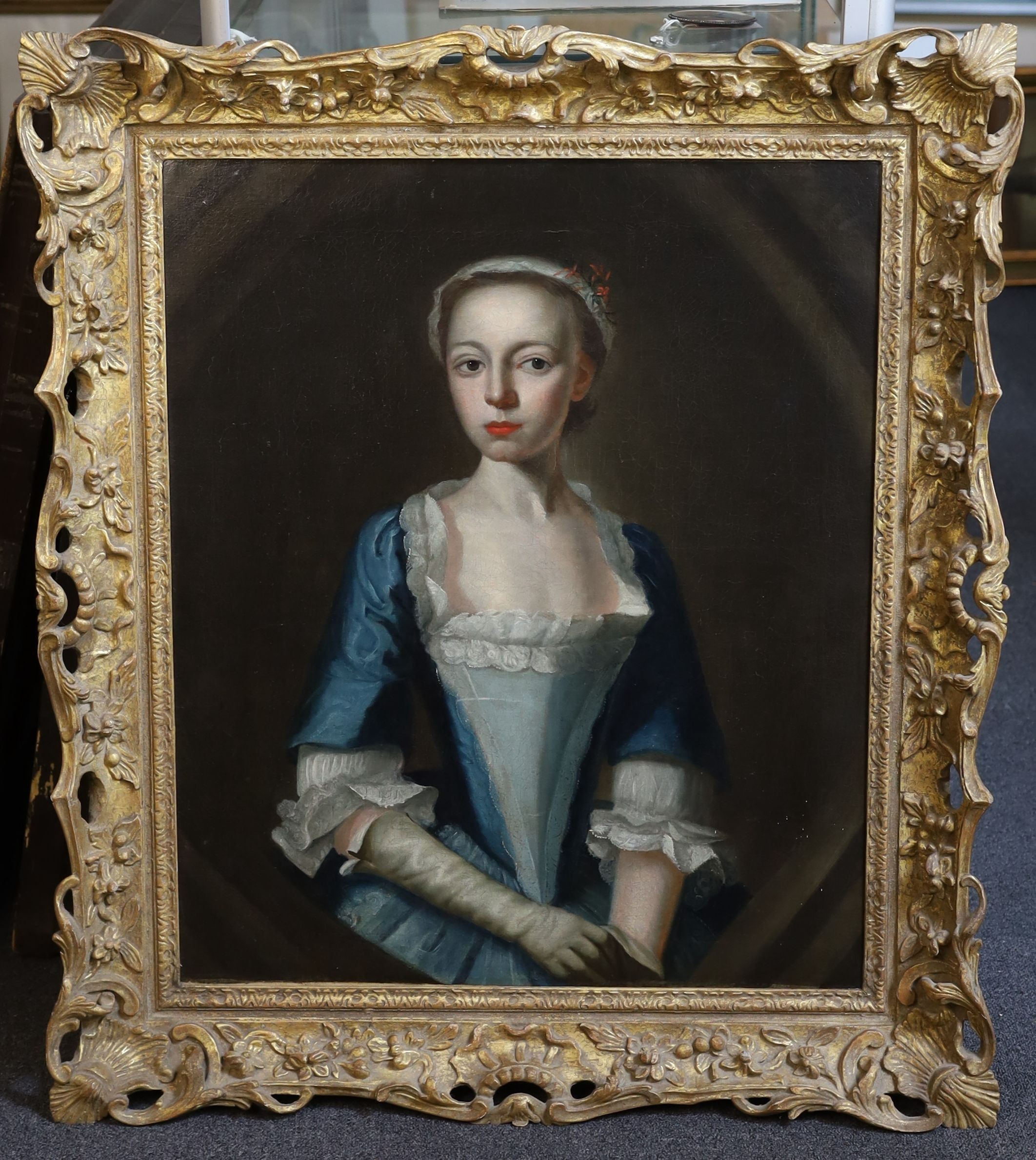Circle of Joseph Highmore (1692-1780, Portrait of a lady thought to be Lady Sinclair, wife of Robert Sinclair of Geise, oil on canvas, 77 x 63cm